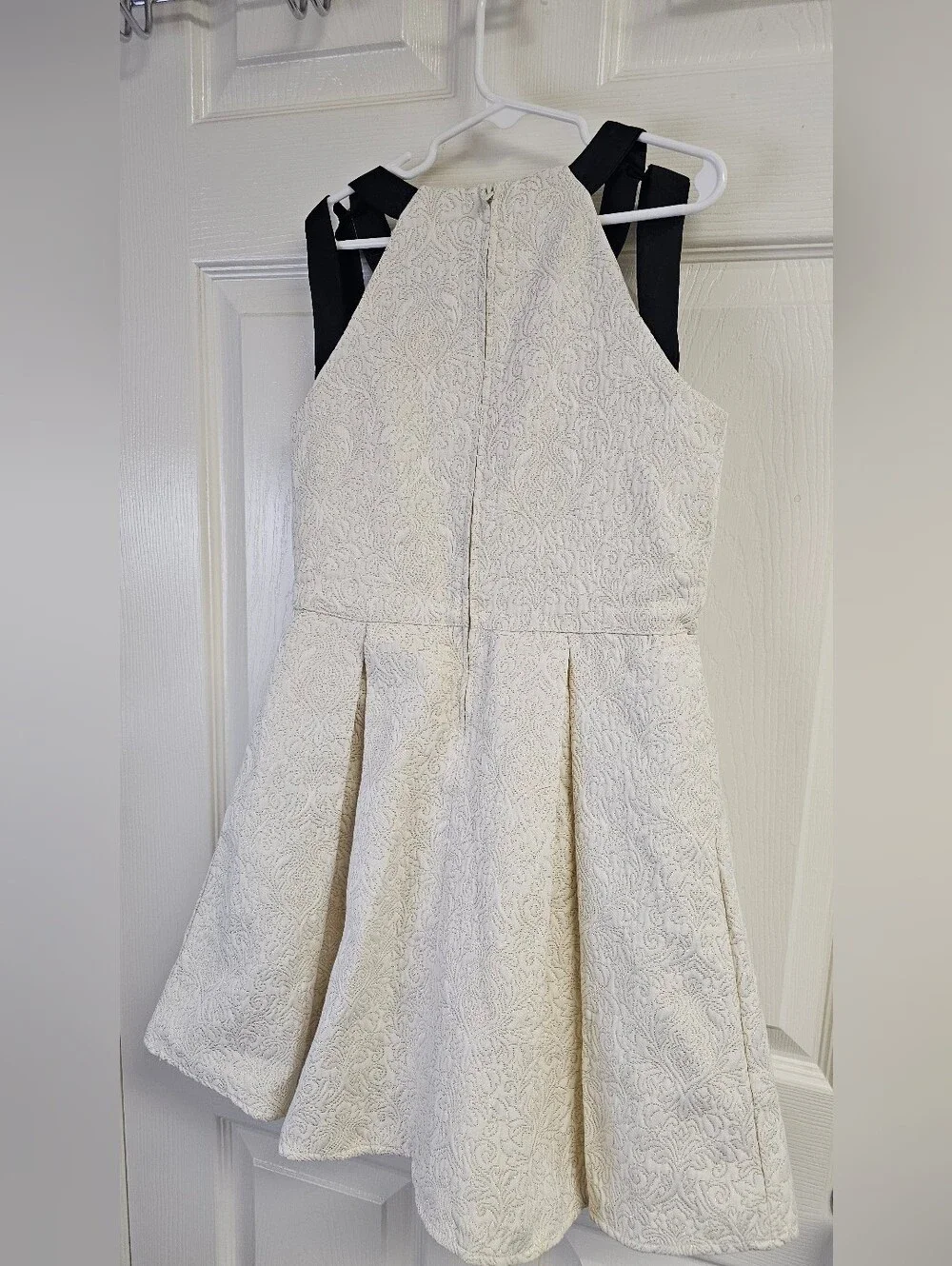 The Children's Place Girls Cream & Black Jacquard Fit & Flare Dress Size 10 NWT